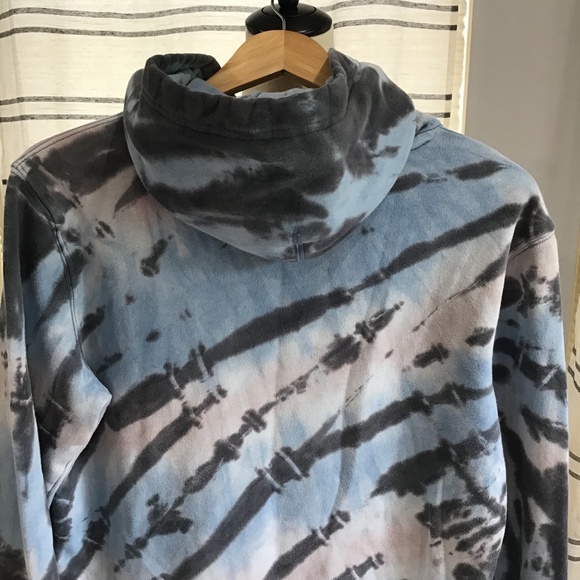 Aeropostale Men Size Small Script Logo Tie Dye Pullover Hoodie Blue Embroidered - Picture 7 of 10